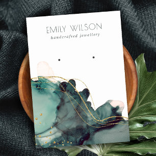 Abstract Alcohol Ink Gold Green-draagbeeldscherm Visitekaartje