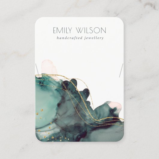 Abstract Alcohol Ink Gold Green Ketting Display Visitekaartje (Voorkant)