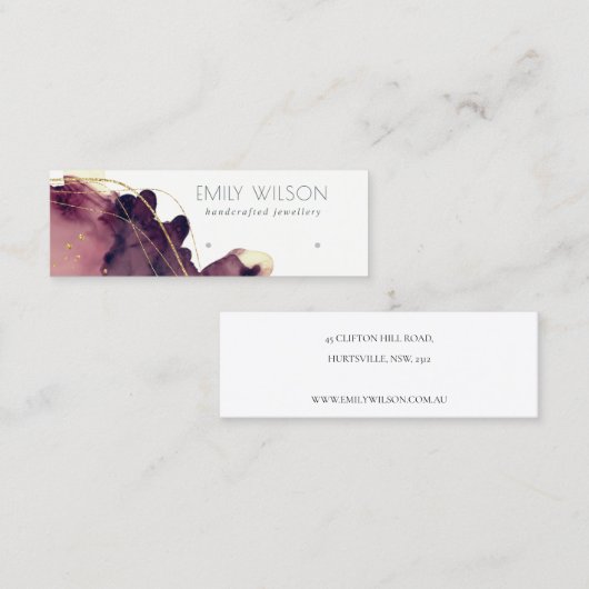 Abstract Alcohol Ink Gold Maroon Woning Display Mini Visitekaartje (Voorkant / Achterkant)