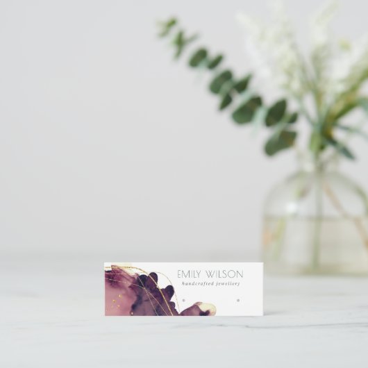 Abstract Alcohol Ink Gold Maroon Woning Display Mini Visitekaartje (Staand voorkant)