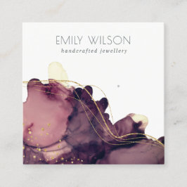 Abstract Alcohol Ink Gold Maroon Woning Display Vierkante Visitekaartje