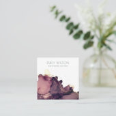 Abstract Alcohol Ink Gold Maroon Woning Display Vierkante Visitekaartje (Staand voorkant)