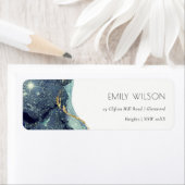 Abstract Alcohol Ink Silver Navy Glitter Adres Etiket (Insitu)