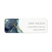 Abstract Alcohol Ink Silver Navy Glitter Adres Etiket (Voorkant)