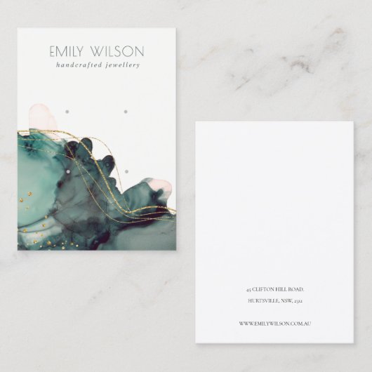 Abstract alcoholinkt Gold Green 2-draagbeeldscherm Visitekaartje (Voorkant / Achterkant)