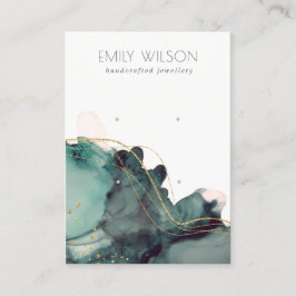 Abstract alcoholinkt Gold Green 2-draagbeeldscherm Visitekaartje