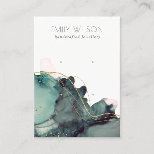 Abstract alcoholinkt Gold Green 2-draagbeeldscherm Visitekaartje (Voorkant)