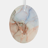 Abstract: Alcoholinkt kunst Glas Ornament (Voorkant Rechts)