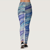 Abstract alcoholinkt Vloeibaar Kunstblauw Paars Leggings (Achterkant)