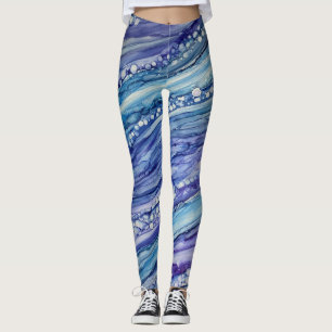 Abstract alcoholinkt Vloeibaar Kunstblauw Paars Leggings