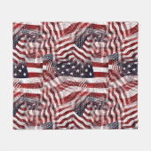 Abstract Amerikaans Rood Wit Blauw Vlag Motief Fleece Deken (Voorkant (Horizontaal))