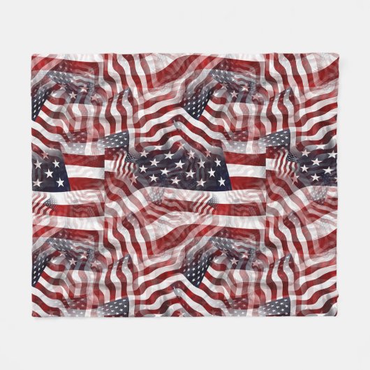Abstract Amerikaans Rood Wit Blauw Vlag Motief Fleece Deken (Voorkant (Horizontaal))