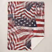 Abstract Amerikaans Rood Wit Blauw Vlag Motief Sherpa Deken (Voorkant)