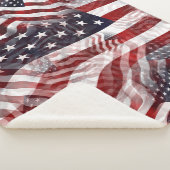 Abstract Amerikaans Rood Wit Blauw Vlag Motief Sherpa Deken (3/4)