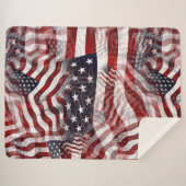 Abstract Amerikaans Rood Wit Blauw Vlag Motief Sherpa Deken (Voorkant (horizontaal))