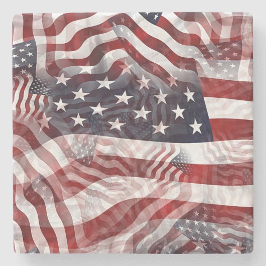 Abstract Amerikaans Rood Wit Blauw Vlag Motief Stenen Onderzetter (Voorkant)