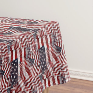 Abstract Amerikaans Rood Wit Blauw Vlag Motief Tafelkleed