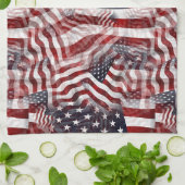 Abstract Amerikaans Rood Wit Blauw Vlag Motief Theedoek (Gevouwen)