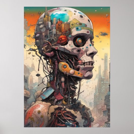 Abstract anatomisch cyborg Poster (Voorkant)