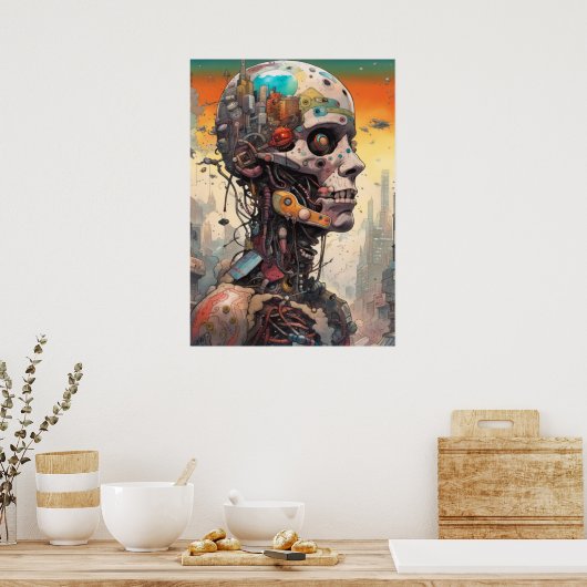 Abstract anatomisch cyborg Poster (Keuken)