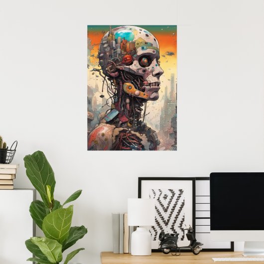 Abstract anatomisch cyborg Poster (Thuiskantoor)