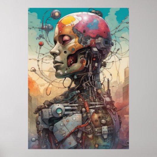 Abstract anatomisch cyborg Poster (Voorkant)