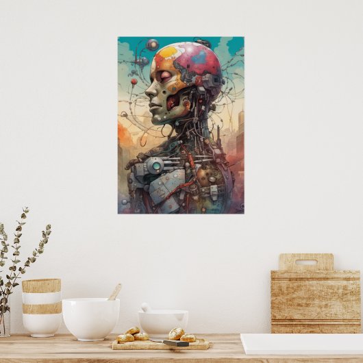 Abstract anatomisch cyborg Poster (Keuken)