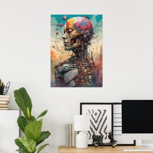 Abstract anatomisch cyborg Poster (Thuiskantoor)