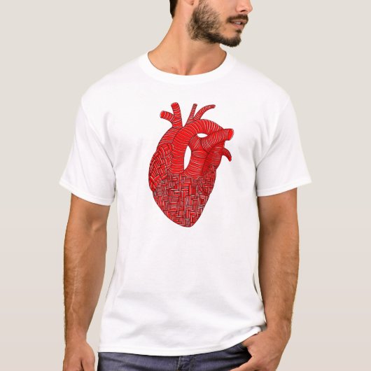 Abstract Anatomisch Hart Lijnkunst T-shirt (Voorkant)