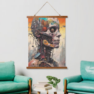 Abstract Anatomische Cyborg Wandtapijt Hangend Wandkleed