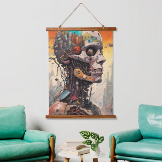 Abstract Anatomische Cyborg Wandtapijt Hangend Wandkleed (Woonkamer)