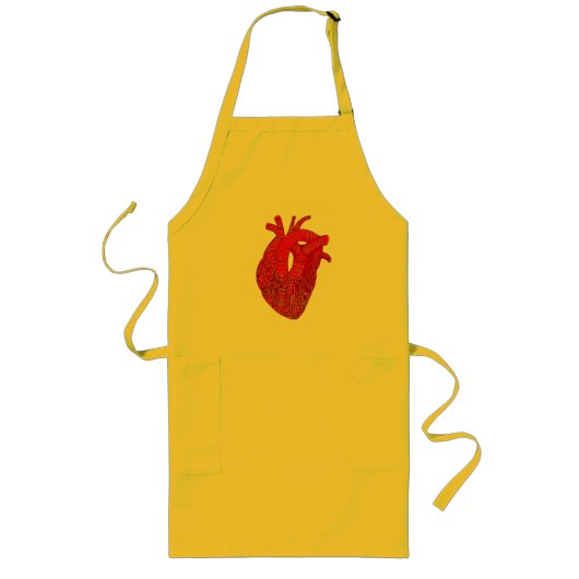 Abstract Anatomische Hart Lijn Kunst Lang Schort (Voorkant)