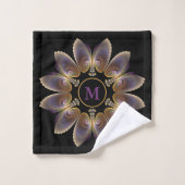 Abstract Angel Wings Mandala Fractal Monogram Bad Handdoek (Wasdoekje)