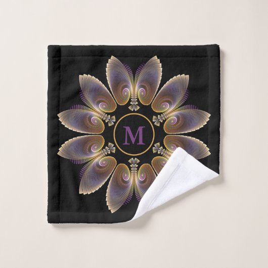 Abstract Angel Wings Mandala Fractal Monogram Bad Handdoek (Wasdoekje)