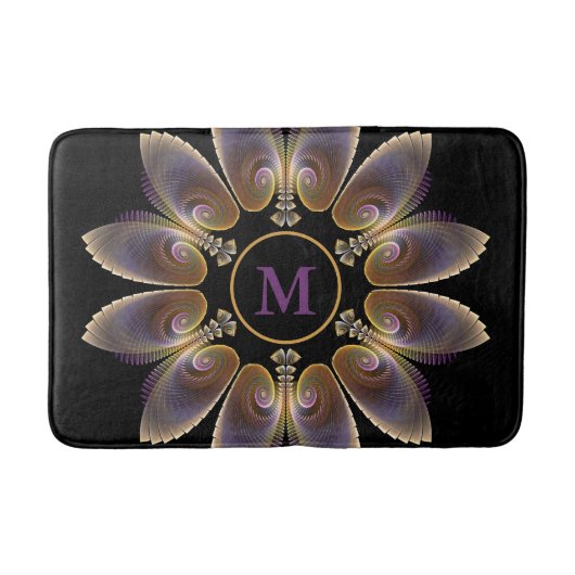 Abstract Angel Wings Mandala Fractal Monogram Badmat (Voorkant)