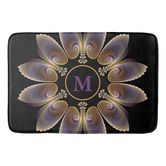Abstract Angel Wings Mandala Fractal Monogram Badmat (Voorkant)