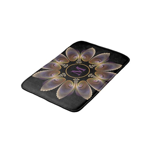 Abstract Angel Wings Mandala Fractal Monogram Badmat (Gekanteld)