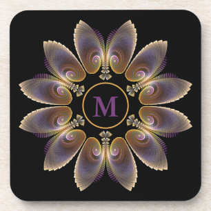 Abstract Angel Wings Mandala Fractal Monogram Bier Onderzetter