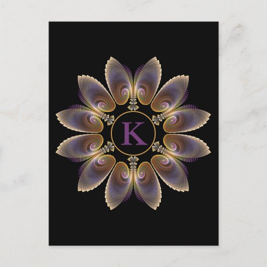 Abstract Angel Wings Mandala Fractal Monogram Briefkaart (Voorkant)