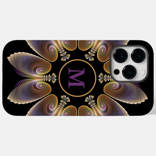 Abstract Angel Wings Mandala Fractal Monogram Case-Mate iPhone Case (Achterkant (horizontaal))
