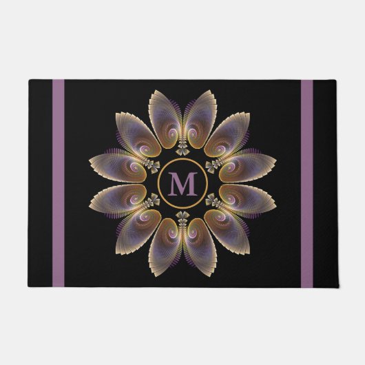 Abstract Angel Wings Mandala Fractal Monogram Deurmat (Voorkant)