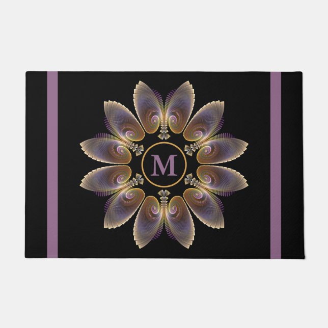 Abstract Angel Wings Mandala Fractal Monogram Deurmat (Voorkant)