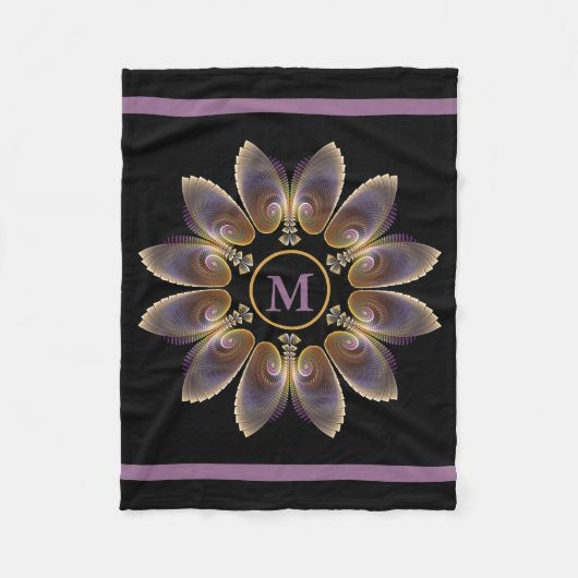 Abstract Angel Wings Mandala Fractal Monogram Fleece Deken (Voorkant)