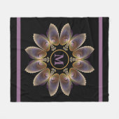 Abstract Angel Wings Mandala Fractal Monogram Fleece Deken (Voorkant (Horizontaal))