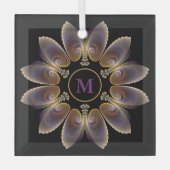 Abstract Angel Wings Mandala Fractal Monogram Glas Ornament (Voorkant)