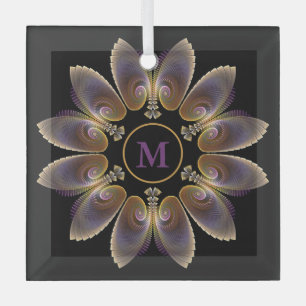 Abstract Angel Wings Mandala Fractal Monogram Glas Ornament