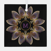 Abstract Angel Wings Mandala Fractal Monogram Glas Ornament (Achterkant)