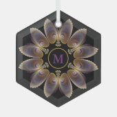 Abstract Angel Wings Mandala Fractal Monogram Glas Ornament (Voorkant)