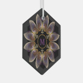 Abstract Angel Wings Mandala Fractal Monogram Glas Ornament (Voorkant Rechts)