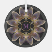 Abstract Angel Wings Mandala Fractal Monogram Glas Ornament (Voorkant)